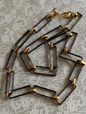 Vintage Modernist Martha Sturdy Vancouver Bronze & Gold Tone Geometric Necklace